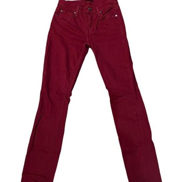 7 For All Mankind Wine Red Brushed Cotton Skinny Jean Size 25 - Picture 1 of 4